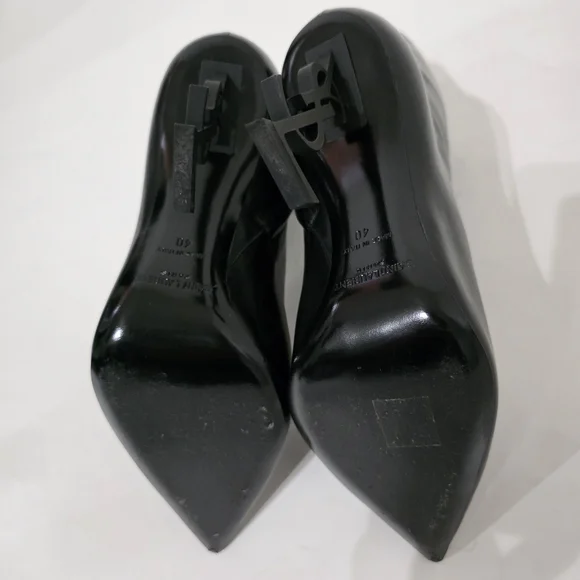 Saint Laurent Opyum Black Calfskin Ankle Boots Gold Heel Women’s Size 40 - Picture 7 of 14